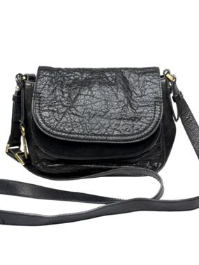 Fossil Peyton Double Flap Black Leather Crossbody